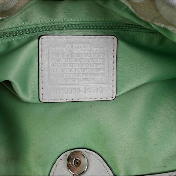 Coach Cream Genuine Leather CC Signature Canvas Shoulder Bag Tote Bag Pusre - Picture 11 of 13